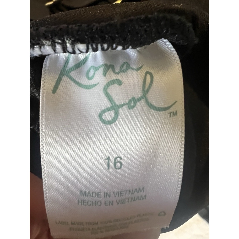Kona Sol Black Scallop Lace Up One Piece Swimsuit Women's Size 16 NWOT Sexy - Picture 4 of 4